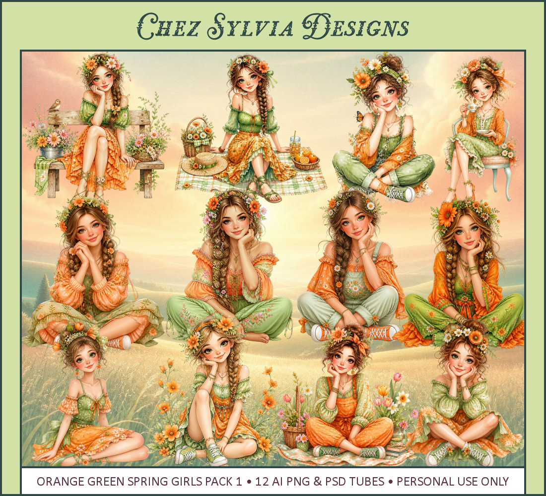 (image for) CSD - 12 AI Tagger Tubes Orange Green Spring Girl Pack 1